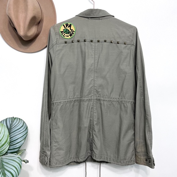 h&m | army utility jacket studded broken-in ipa beer patch 8 - Picture 5 of 12